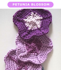 Petunia Blossom, crocheted in Berroco Captiva® & Berroco Modern Cotton™